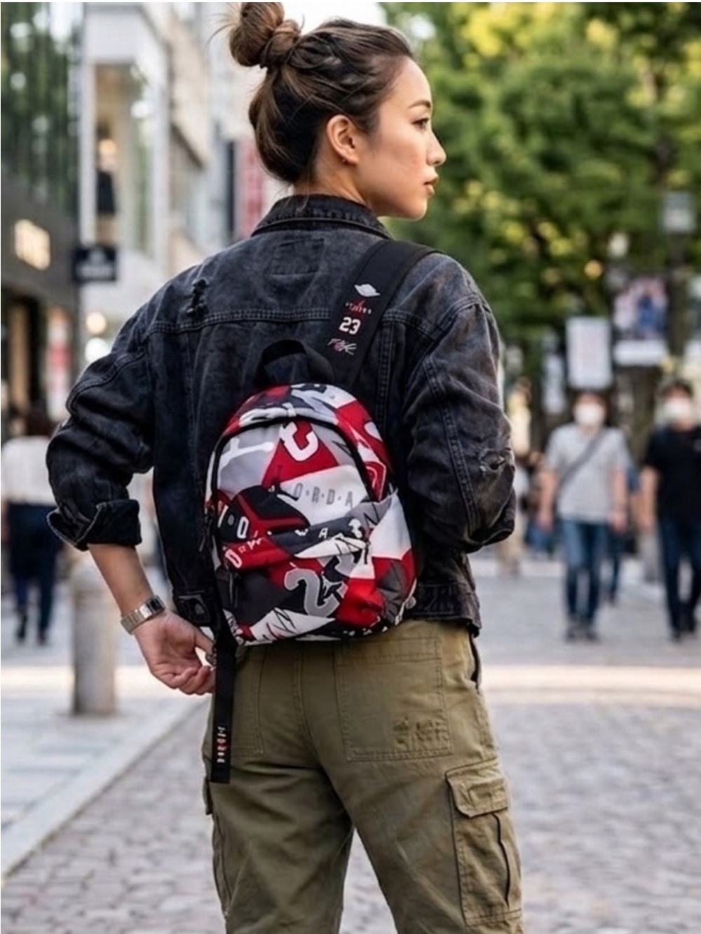 JORDAN Jumpman All-Over Print Mini Backpack Red Black - OS - EUC